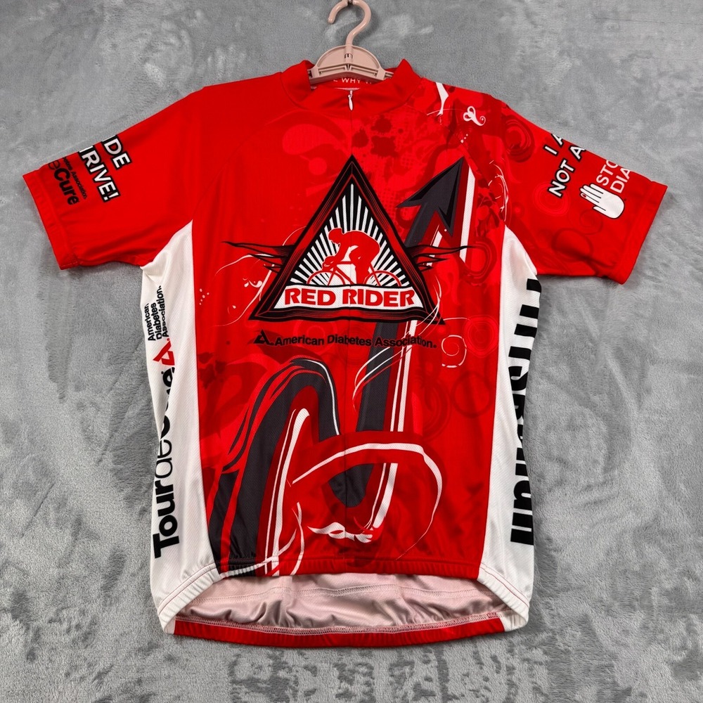 Primal Cycling Jersey Men's Medium Red Rider Graphic Print Diabetes Pockets